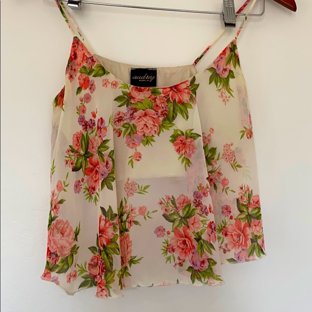 Summer pink floral crop top Audrey small
